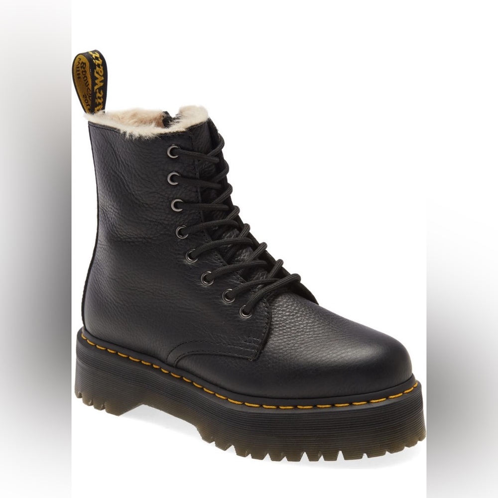 Dr. Martens Women's Jadon Faux Fur Lined 8 Eye Platform Water Resistant Boot